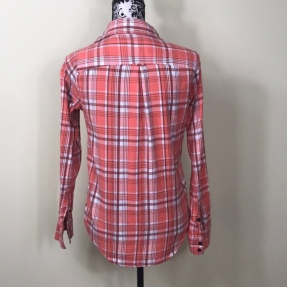 💖MEGA SALE💖Hurley Women’s Long Sleeve Shirt  Peach 🍑 White ALSU00271 - Picture 3 of 8